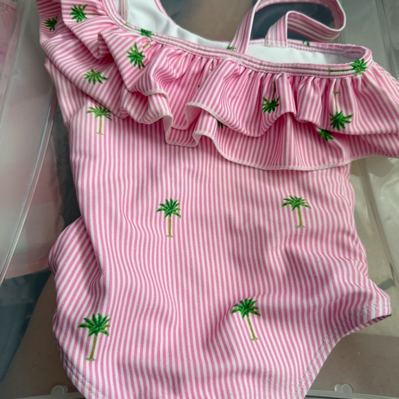 Pink One-Shoulder Kids Swim One Piece - Picture 2 of 10